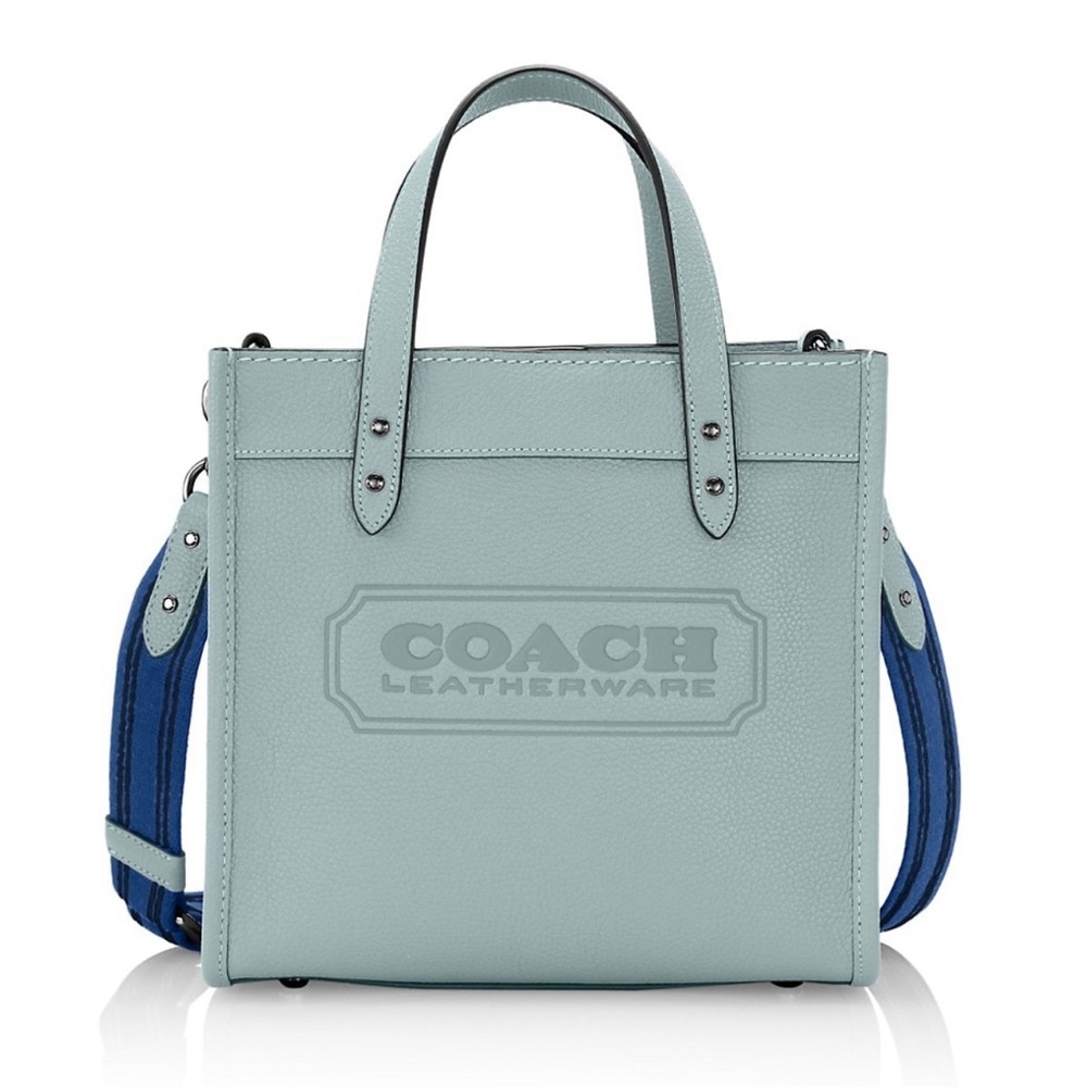 Coach Field Tote 22 Pebble Leather Aqua - Picture 3 of 15